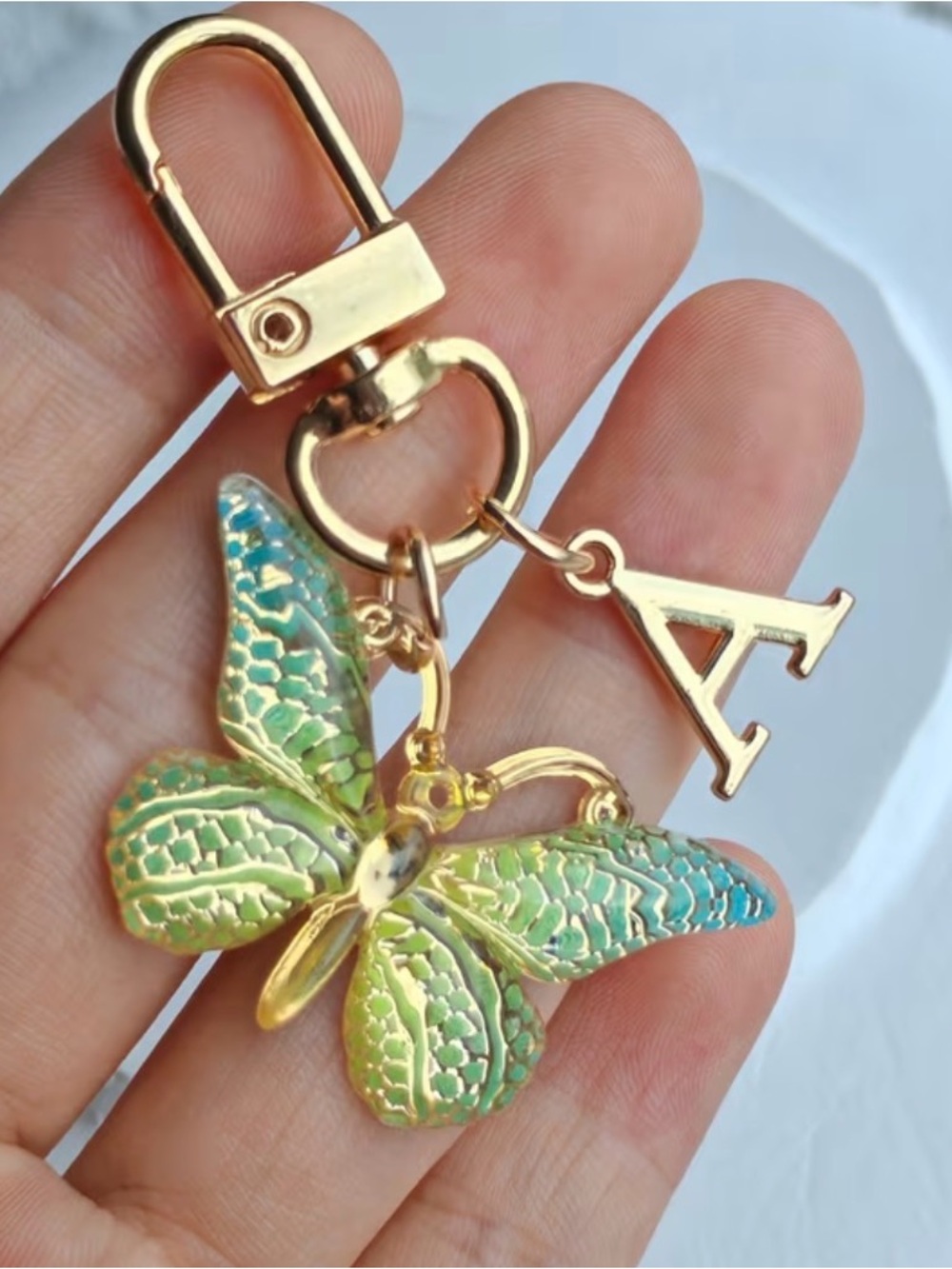 Butterfly initial keychains - Picture 2 of 4